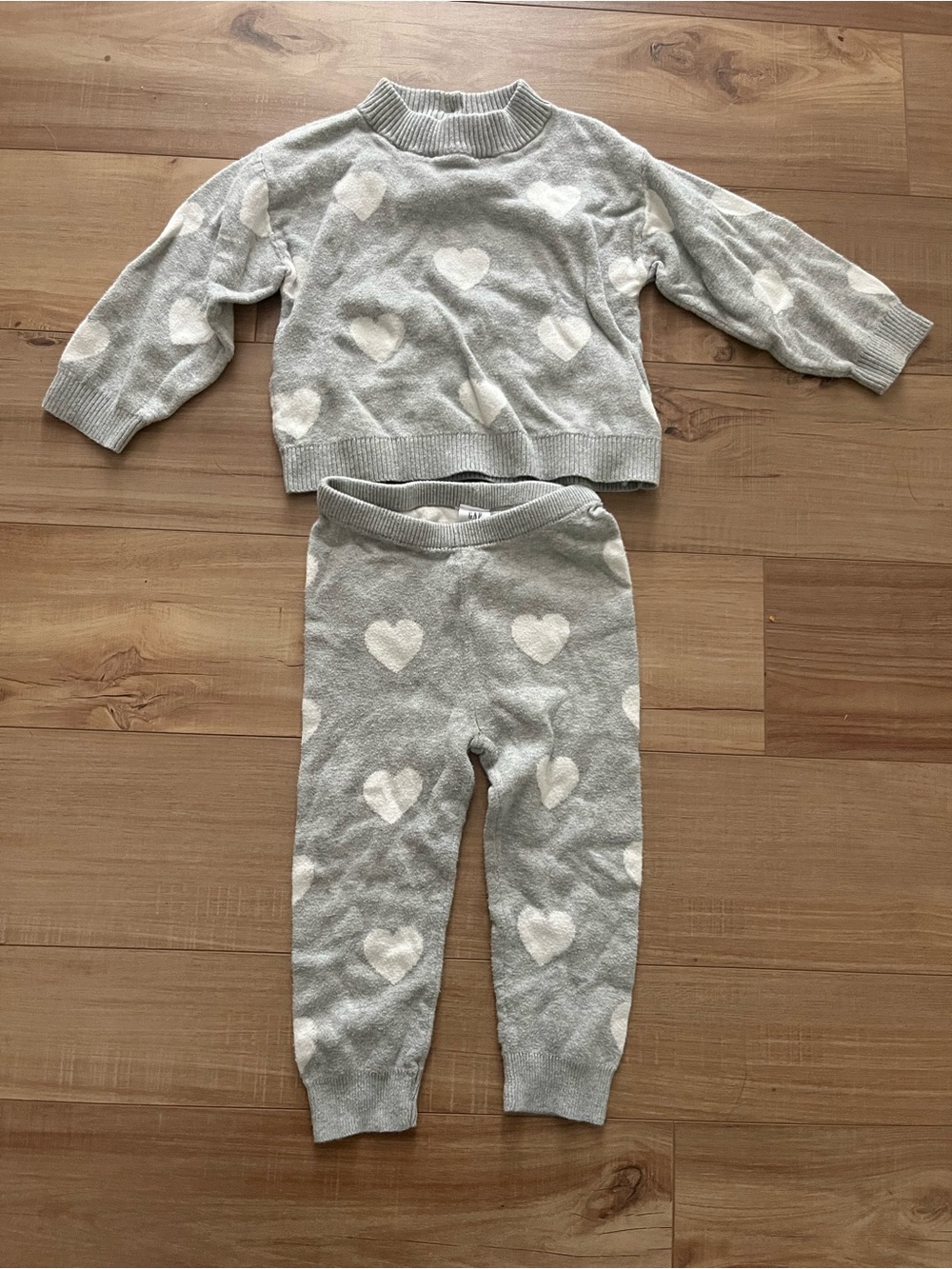 Baby Gap Heart Pattern Sweater Set with Mock Neck Pullover and Sweater Legging
